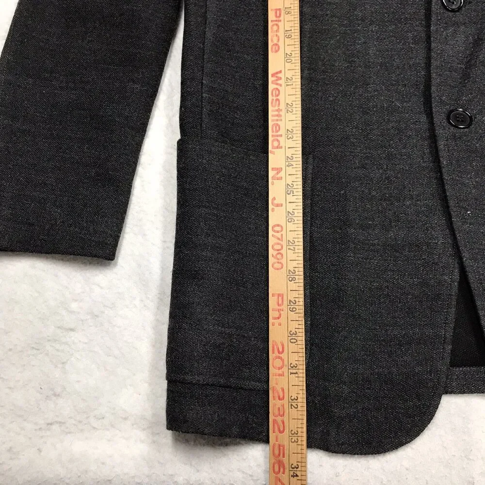 ARMANI COLLEZIONI Blazer Men 40 Charcoal Gray 100% Wool Pockets Made in Italy